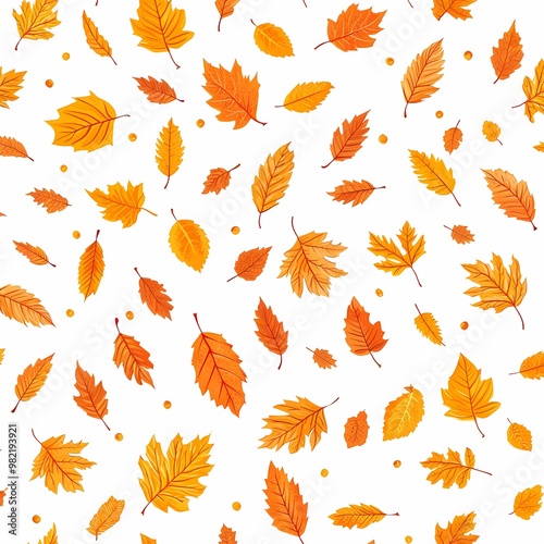 Colorful autumn leaves scattered on a white background.