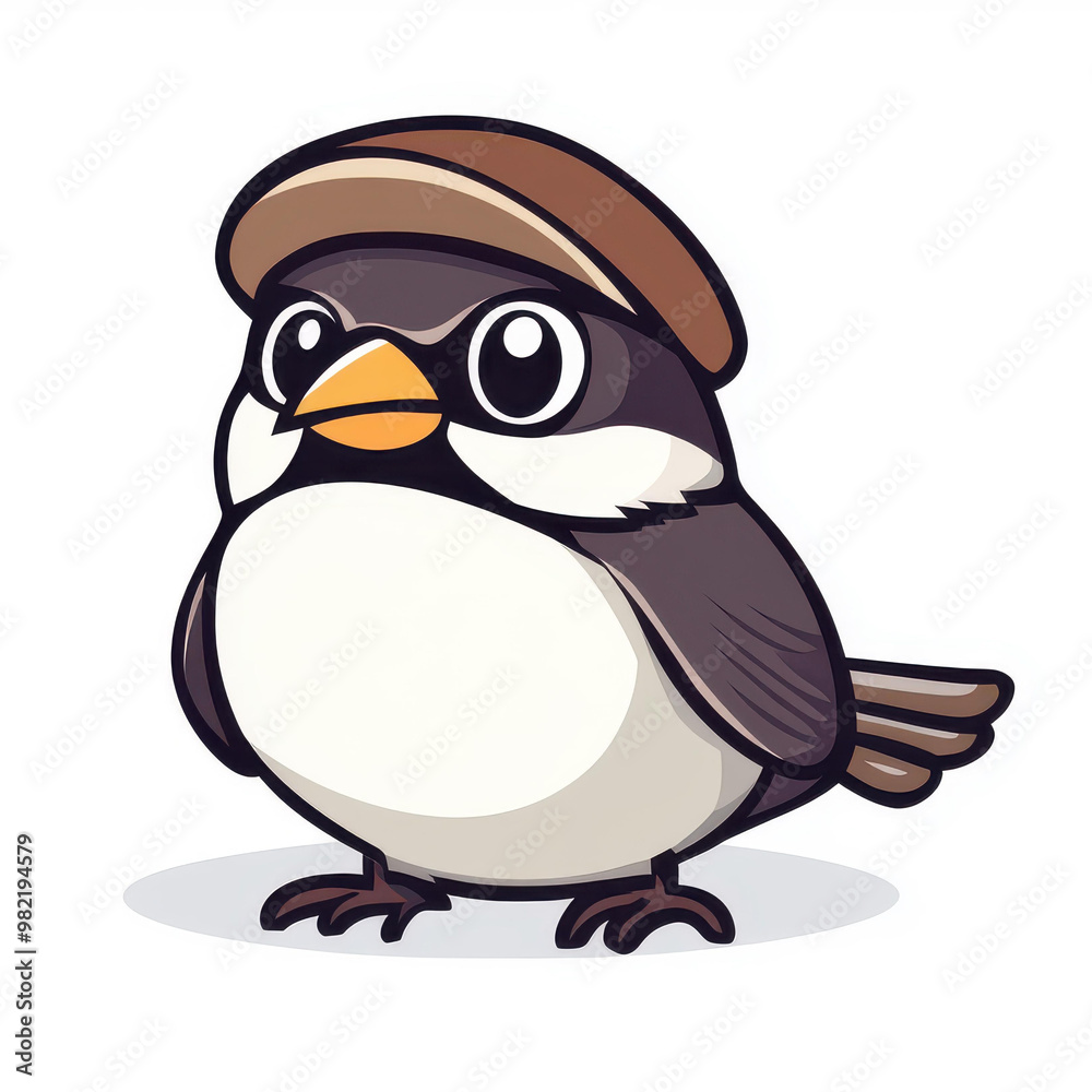 Obraz premium Cute and colorful cartoon sparrow design perfect for tshirts, web, and mobile apps, embracing doodle style aesthetics.