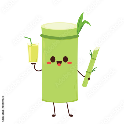 Sugar cane character design. Sugar cane on white background.