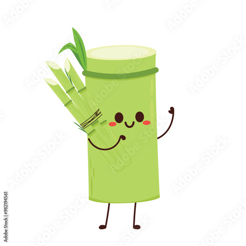 Sugar cane character design. Sugar cane on white background.