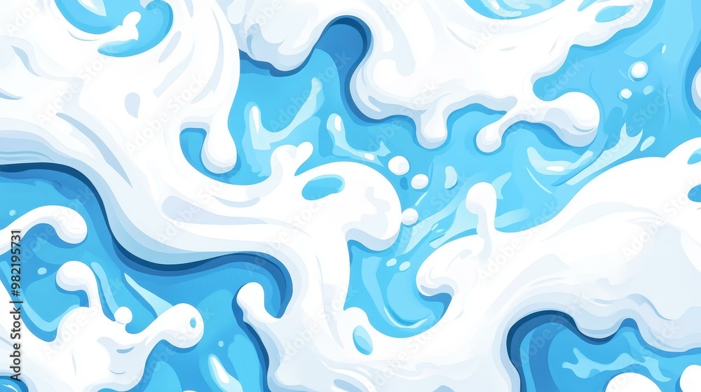 Discover the mesmerizing textures of foamy water in this vibrant modern cartoonstyle illustration. Pure visual delight Discover the mesmerizing textures of foamy water in this vibrant modern cartoonstyle illustration. Pure visual delight