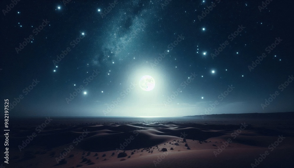 Fototapeta premium sky with stars and a big moon at night