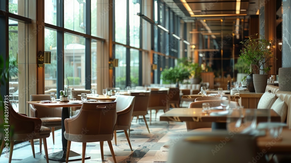 Interior of a new  stylish luxurary hotel restaurant