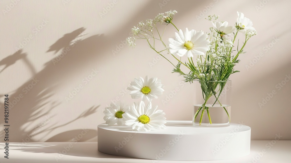 podium table beauty stand display nature white flower 