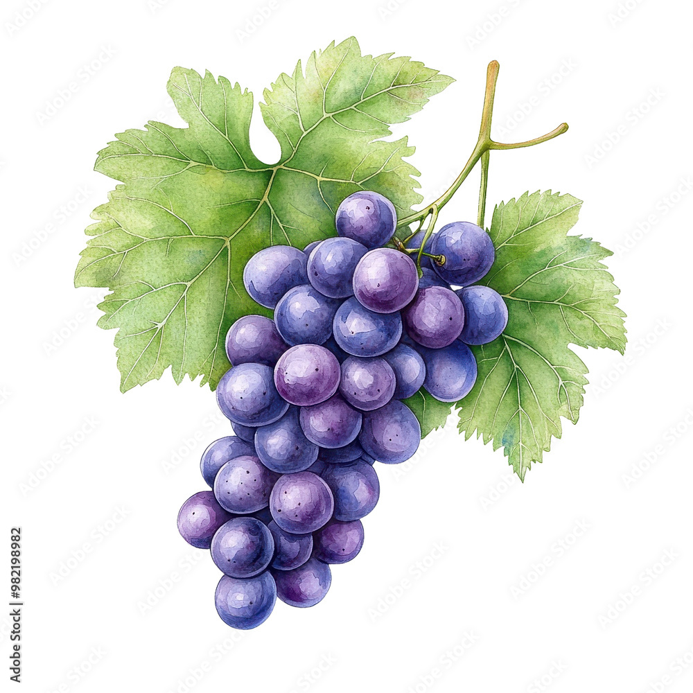 Fototapeta premium Simple watercolor grapes isolated on a white background. png