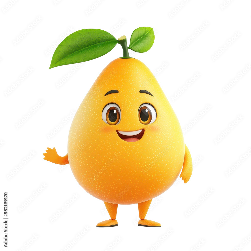 3D cartoon character mango, isolated on a white background. png 3D cartoon character mango, isolated on a white background. png