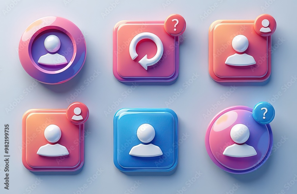 Realistic set of user interface icons for website or mobile app, illustration of design elements Realistic set of user interface icons for website or mobile app, illustration of design elements