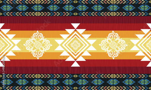 Ethinic Abstract rug pattern on 
Aztec print. Scandinavian seamless pattern. Ethnic ornament. tribal Scandinavian geometric vector ikat pattern.