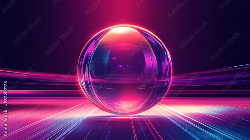 Vibrant Glass Sphere with Colorful Light Trails Vibrant Glass Sphere with Colorful Light Trails