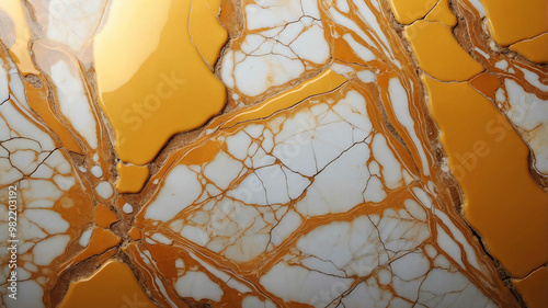 Warm yellow light on polished marble surface background