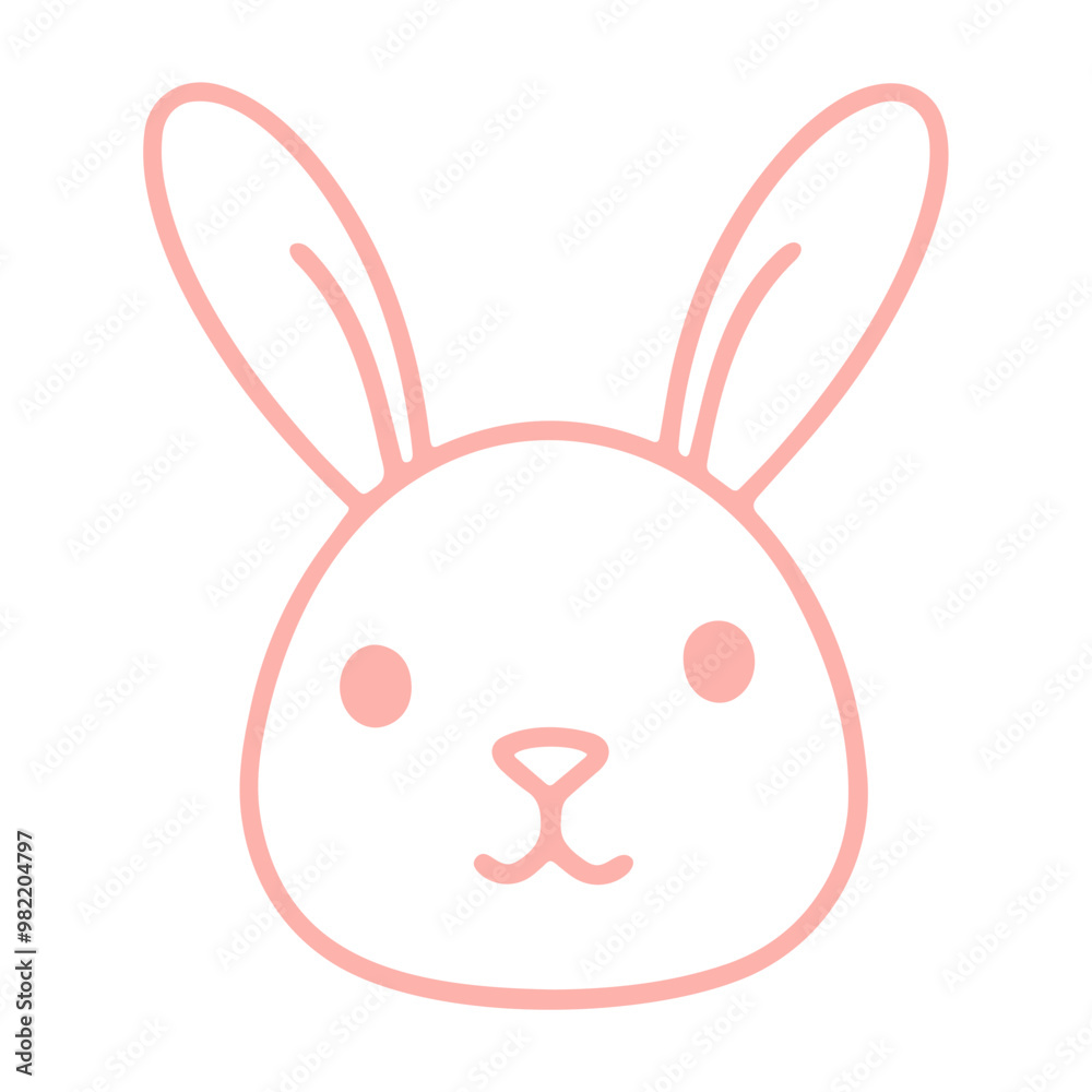 A cute pink rabbit with large ears and a simple, minimalist design A cute pink rabbit with large ears and a simple, minimalist design