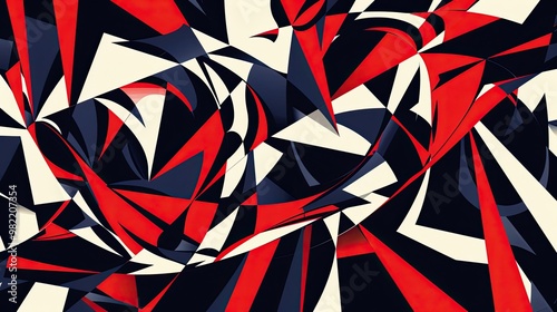 Wallpaper Mural Abstract backdrop with swirling lines and sharp polygons in bold scarlet navy and white Torontodigital.ca
