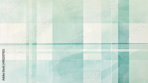 Minimal wallpaper with crisscrossing lines and rectangles in mint green pale blue and white