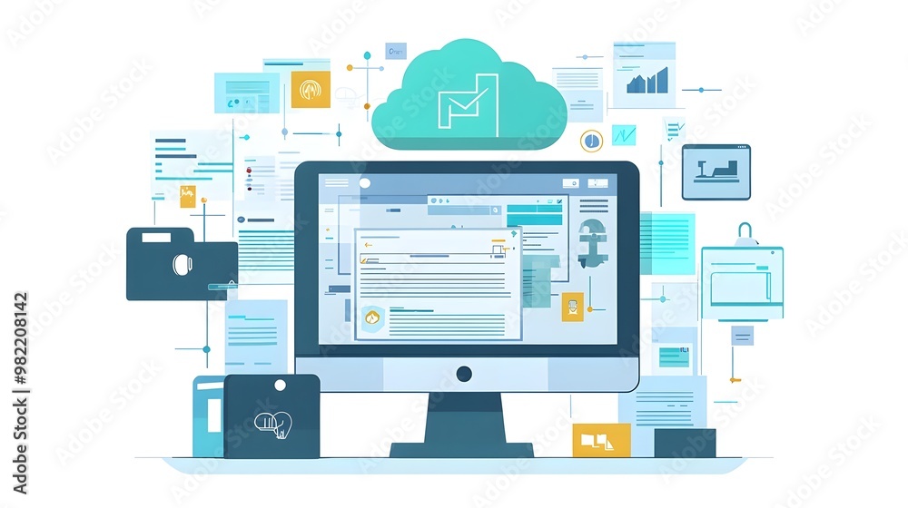 Cloud Computing & Digital Technology Concept Illustration Cloud Computing & Digital Technology Concept Illustration