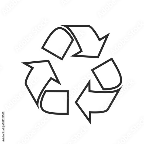 Recycle symbol. Thin line recycling arrow icon vector illustration.