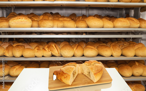 Fresh fragrant bread in the bakery