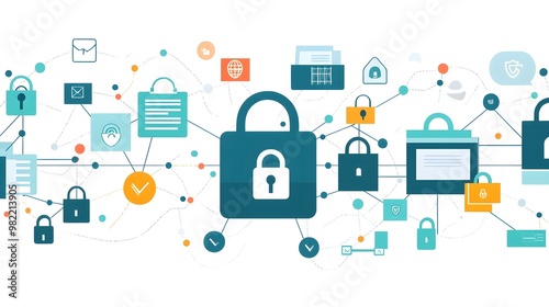 Cybersecurity Network Data Protection Concept Illustration