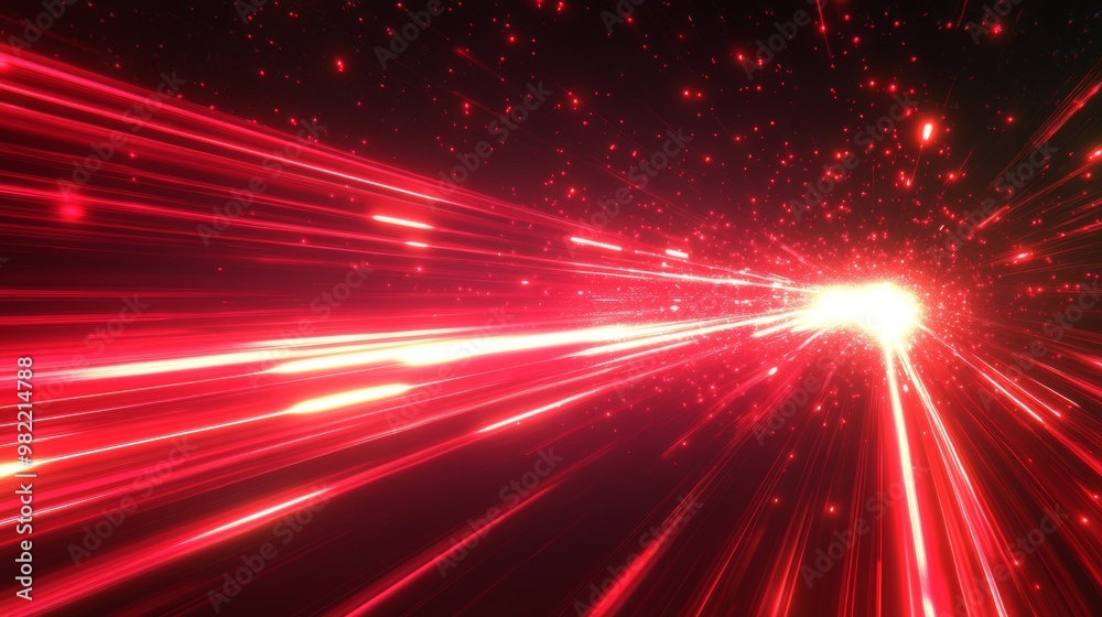 Naklejka premium Abstract red lines depict the speed of the road in red. Red light trails on a dark background, with a high speed and fast motion blur effect.