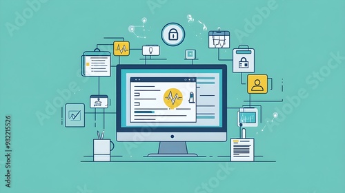 Digital Health & Technology Network Concept Illustration