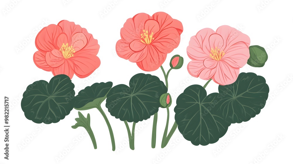 Begonia simple flat vector. Generative AI Begonia simple flat vector. Generative AI