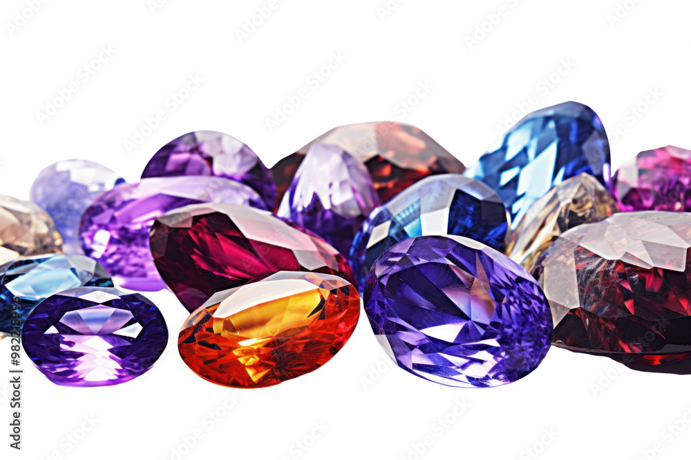 Precious stones, meticulously cut. Isolated on a white background Revealing the sophistication