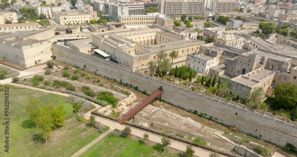 Aerial view of Giaconia Palace located in the historic center of Lecce, Puglia, Italy. It was built close to the city walls. Aerial view of Giaconia Palace located in the historic center of Lecce, Puglia, Italy. It was built close to the city walls.