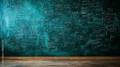 A Chalkboard Filled with White Chalk Scribbles and a Wooden Floor