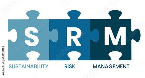 SRM - Sustainability Risk Management acronym. business concept background. vector illustration concept with keywords and icons. lettering illustration with icons for web banner, flyer, landing