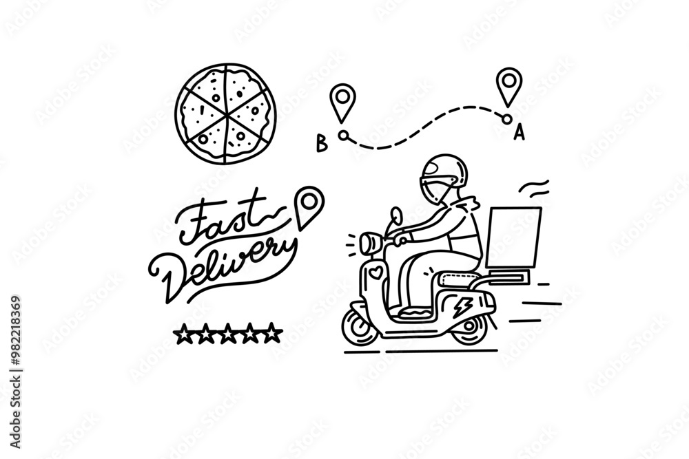 Vector image of the path, delivery topic. Doodle line graphics. Vector image of the path, delivery topic. Doodle line graphics.