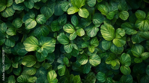 Lush Green Foliage with Veined Leaf Texture photo