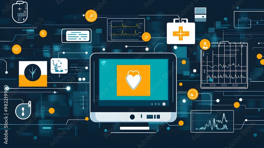 Digital Healthcare Technology Heartbeat Monitor Digital Healthcare Technology Heartbeat Monitor