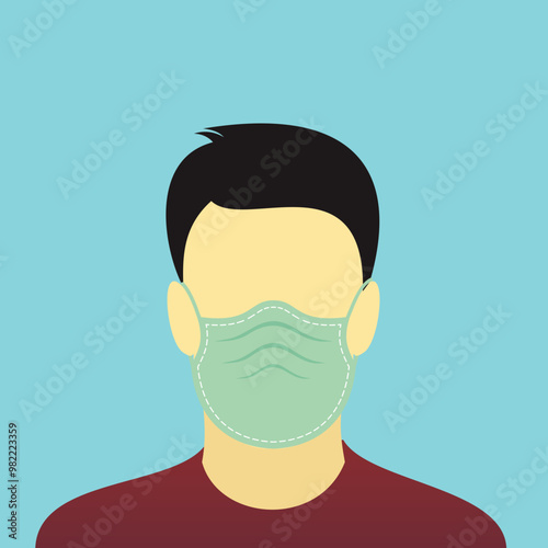 Workman wear the mask illustration. Industrial and construction work personal protective equipment when work with chemical, dusty or hazardous material