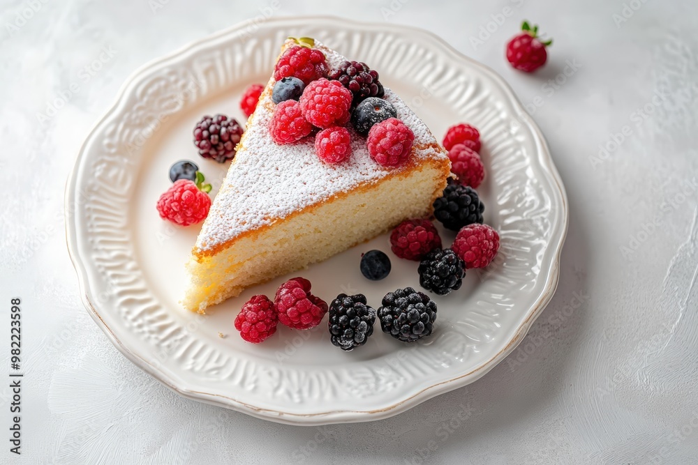 New York-style cheesecake topped with fresh strawberries, placed on a white dessert plate.. Beautiful simple AI generated image
