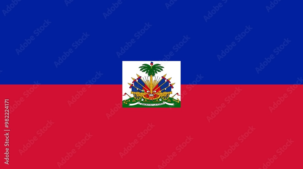 Naklejka premium Sovereign state flag of country of Haiti in official colors. Haiti flag 