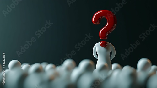 A Red Question Mark Stands Out Among White Figures