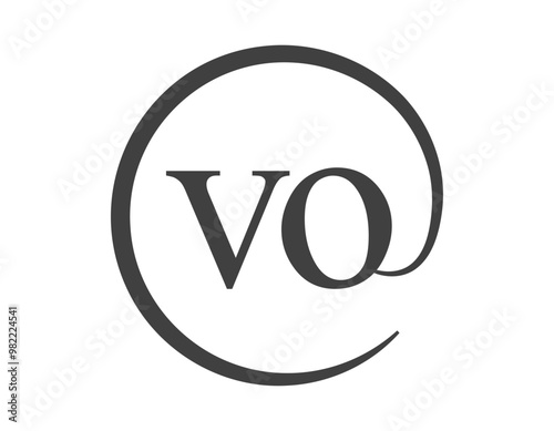 VO logo from two letter with circle shape email sign style. V and O round logotype of business company