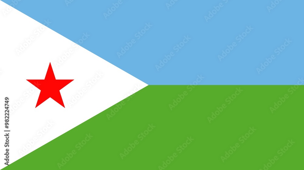 Sovereign state flag of country of Djibouti in official colors. Djibouti flag
Sovereign state flag of country of Djibouti in official colors. Djibouti flag