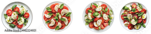 Fresh Caprese salad with basil and mozzarella in summer light Transparent Background.