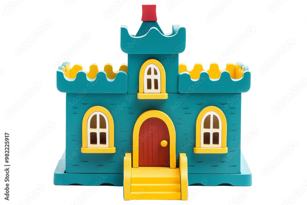Colorful plastic toy castle isolated on transparent background Colorful plastic toy castle isolated on transparent background