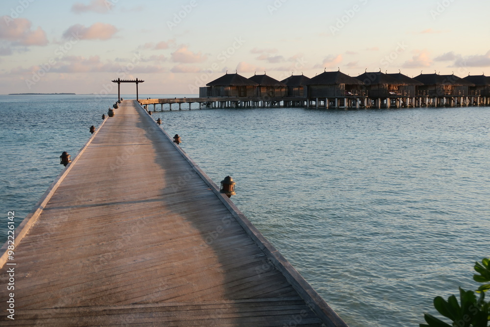 Naklejka premium モルディブの水上コテージ