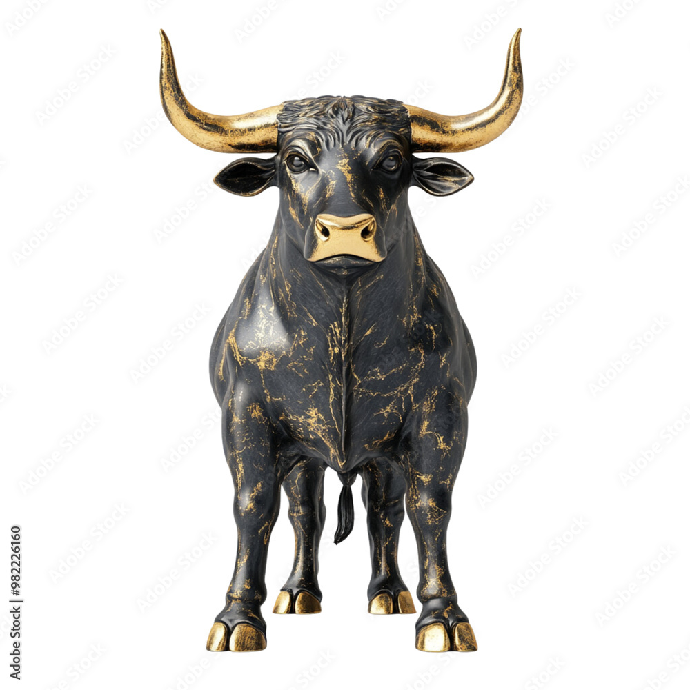 Naklejka premium 3D rendering of an ancient bronze bull statue Isolated on white background.