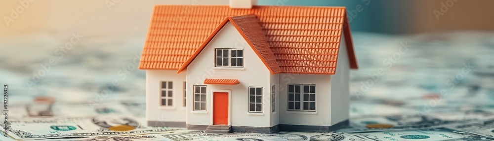 A miniature house model on a map, symbolizing real estate investment and property ownership. A miniature house model on a map, symbolizing real estate investment and property ownership.