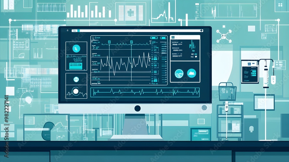 Futuristic Medical Technology, Digital Interface, Data Analysis Futuristic Medical Technology, Digital Interface, Data Analysis