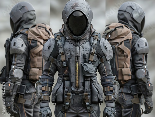 Futuristic Soldier in Advanced Combat Armor