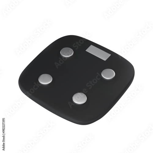 Render of black smart body scales for fitness, gym and health. Vector illustration in 3d style on isolated white background