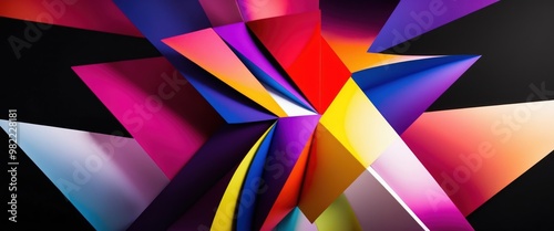 Wallpaper Mural Vibrant geometric shapes intersect in dynamic arrangement, showcasing bold colors and innovative design, perfect for modern art concepts or creative backgrounds. Torontodigital.ca