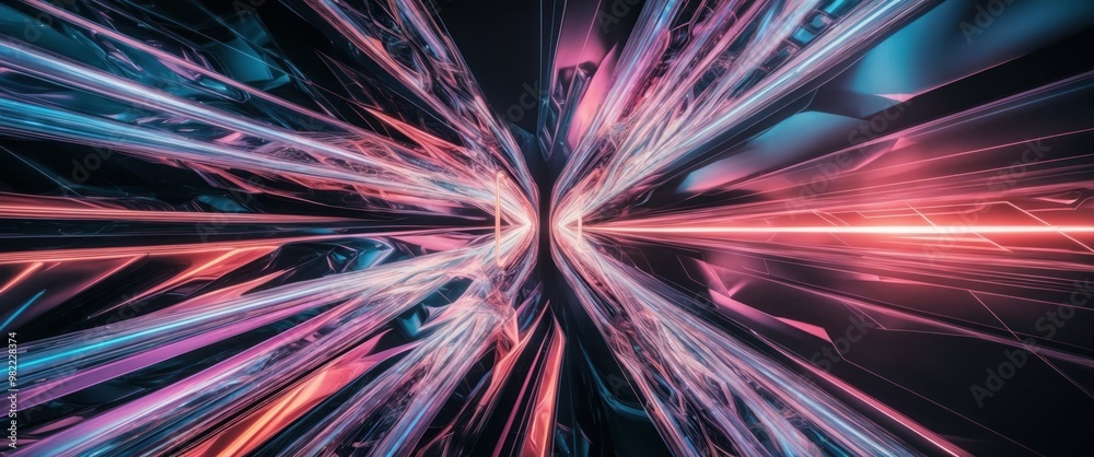 Vivid digital artwork showcasing dynamic light patterns, conveying energy and futuristic concepts in a mesmerizing abstract space. Vivid digital artwork showcasing dynamic light patterns, conveying energy and futuristic concepts in a mesmerizing abstract space.