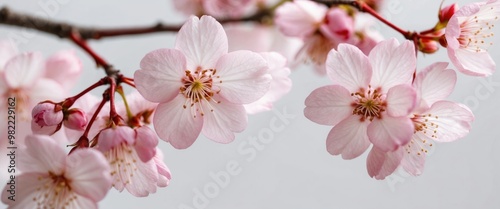 Pink cherry blossoms in full bloom provide a tranquil and picturesque view, symbolizing spring and beauty in nature.