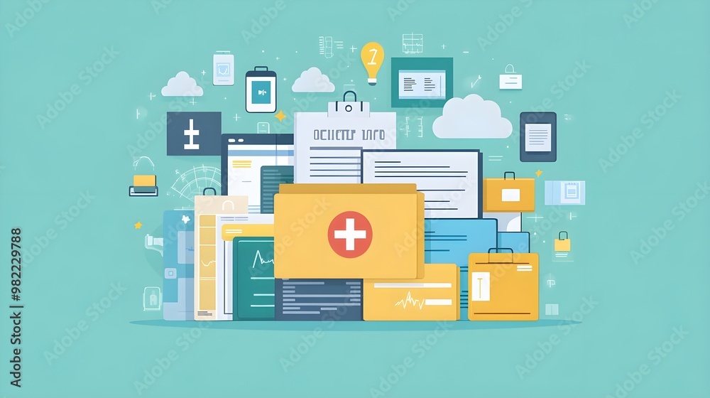 Healthcare Data Security & Management Concept Illustration