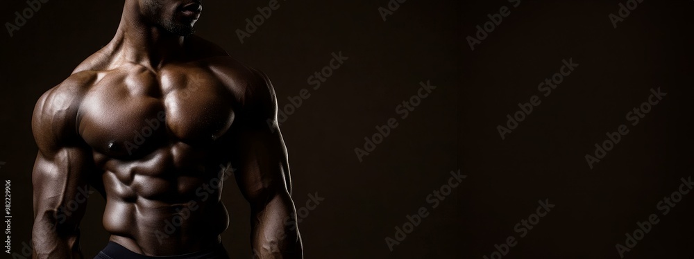 A muscular male figure showcasing strength and fitness in a dramatic lighting setting, emphasizing the body and physique. A muscular male figure showcasing strength and fitness in a dramatic lighting setting, emphasizing the body and physique.